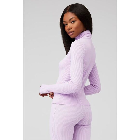 Show Me Your Mumu Women's Layer Up Top Size XS Lilac Rib Knit Turtleneck - Picture 3 of 10